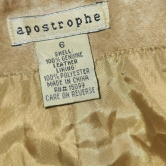 APOSTROPHE 100% Leather Lined   Pants size 6  Inseam 30' Tan Color - Picture 2 of 6